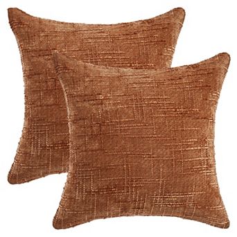 Pack of 2 Solid Decorative Throw Pillow Covers Cross-Weave Texture Cushion Case 18X18 Inch