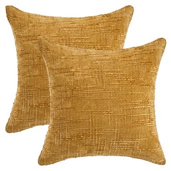 Pack of 2 Solid Decorative Throw Pillow Covers Cross-Weave Texture Cushion Case 18X18 Inch