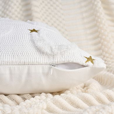 2Pcs Star Embroidered Throw Pillow Covers Cute Cartoon Moon Pattern Cushion Covers 12X20/18X18 Inch