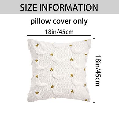 2Pcs Star Embroidered Throw Pillow Covers Cute Cartoon Moon Pattern Cushion Covers 12X20/18X18 Inch