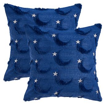 2 pc Star Embroidered Throw Pillow Covers Cute Cartoon Moon Pattern Cushion Covers 12X20/18X18 Inch