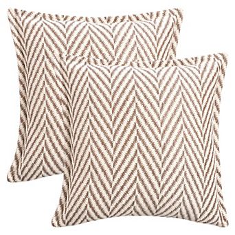 Pack of 2 Soft Decorative Throw Pillow Covers Striped Modern Neutral Pillowcases 18X18 Inch