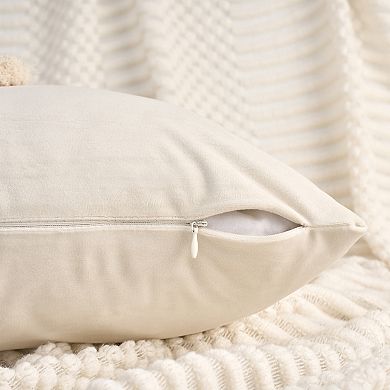 Set of 2 Diamond Pattern Throw Pillow Covers with Tassel Boho Soft Pillow Cases 12X20/18X18 Inch