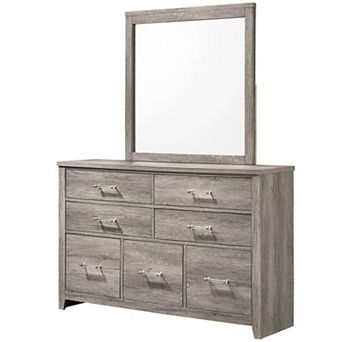 Kings Brand Furniture Harmony Wood 5-Drawer Dresser with Mirror