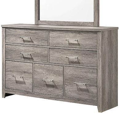 Kings Brand Furniture Harmony Wood 5-Drawer Dresser with Mirror
