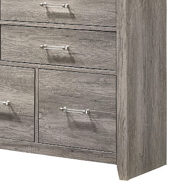 Kings Brand Furniture Harmony Wood 5-Drawer Dresser with Mirror
