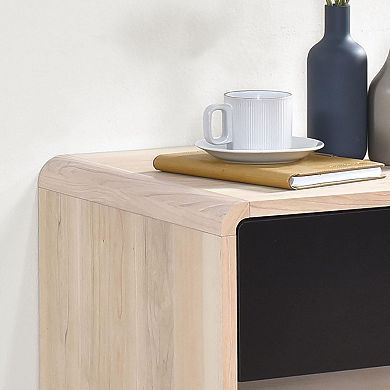 Kings Brand Furniture Nathan Side End Table with Drawer Open Shelf, Bedroom Bedside Nightstand