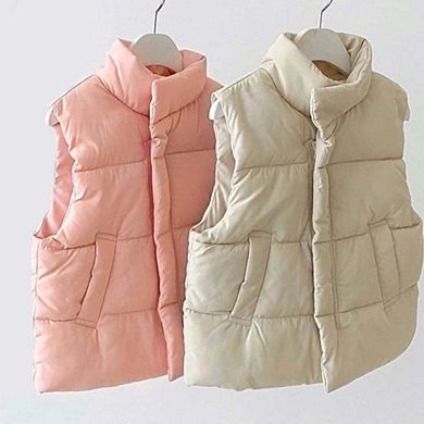 Baby Solid Color Quilted Thickened Vest Coat In Winter