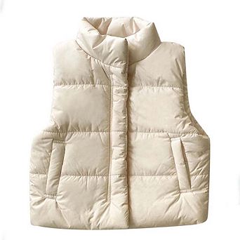 Baby Solid Color Quilted Thickened Vest Coat In Winter
