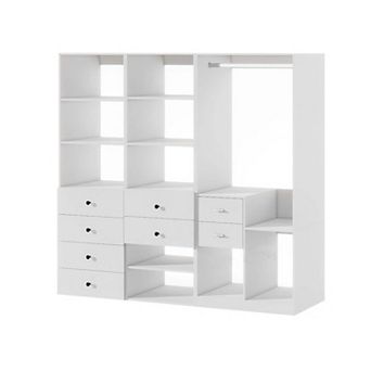 Closet System, Closet Organizers System with 8 Drawers and Hanging Rail, 10 ‎Shelves for Bedroom