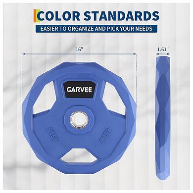 Color Rubber Coated Weight Plates 2-Inch,Barbell Weight Plate Set,45 Lbs