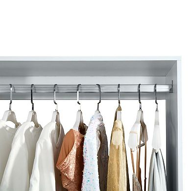 Closet System, Closet Organizer System with 8 Drawers and 2 Hanging Rails,White