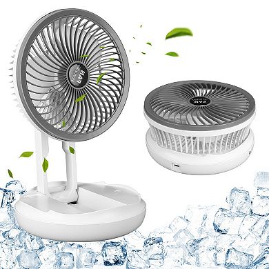 All-in-1 Folding USB Desk Fan Small Stretchable, 4 Speeds, Desktop/Wall Mount for Home & Travel