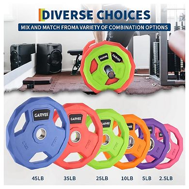 Color Rubber Coated Weight Plates 2-Inch,Barbell Weight Plate Set 2.5 Lbsx2