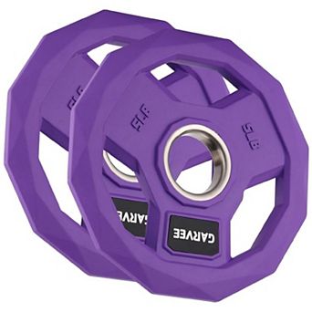 Color Rubber Coated Weight Plates 2-Inch,Barbell Weight Plate Set,Cast Iron Weight Plates 5 Lbsx2