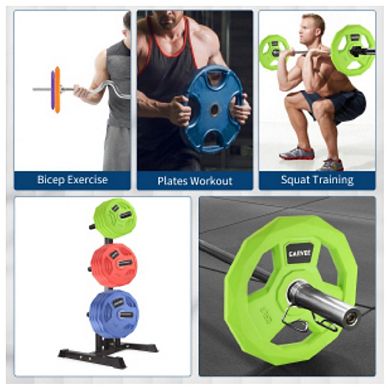 Color Rubber Coated Weight Plates 2-Inch,Barbell Weight Plate Set,Cast Iron Weight Plates 25 Lbsx2