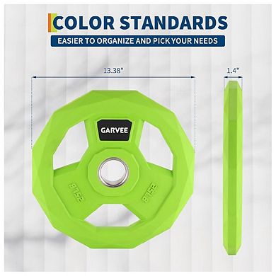 Color Rubber Coated Weight Plates 2-Inch,Barbell Weight Plate Set,Cast Iron Weight Plates 25 Lbsx2