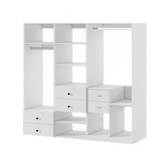 Closet System, Walk-in Closet System with 8 Drawers and 2 Hanging Rails for Bedroom