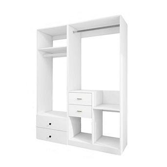 Closet Organizer System with 4 Drawers,White clothes organizer for Hanging Clothes