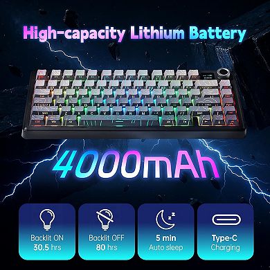 AULA F75 Max, 81-Key, Wireless, Hot Swappable, Gaming, RGB, Knob, 4000 mAH Battery, Digital Screen