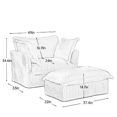 Upholstered Armchair Sofa with Ottoman