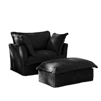 Upholstered Armchair Sofa with Ottoman