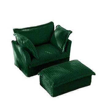 Upholstered Armchair Sofa with Ottoman