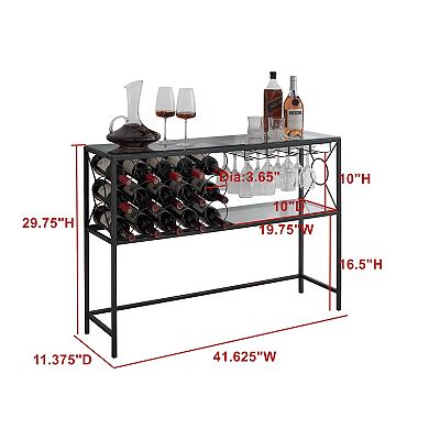 Kings Brand Furniture - Console Sofa Table with Wine Rack Storage, Wine Bar Cabinet with Wine Shelf