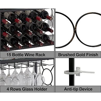 Kings Brand Furniture - Console Sofa Table with Wine Rack Storage, Wine Bar Cabinet with Wine Shelf