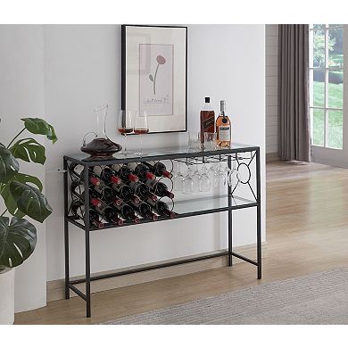 Kings Brand Furniture - Console Sofa Table with Wine Rack Storage, Wine Bar Cabinet with Wine Shelf