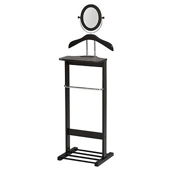Kings Brand Furniture Wardrobe Wood Suit Valet Stand, Clothes Trouser Bar Rack