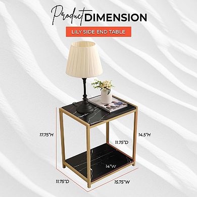 Kings Brand Furniture Lily Side End Table Nightstand with Shelf