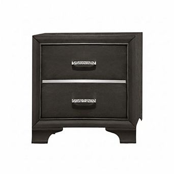 Kings Brand Furniture Oceana Gray Wood 2 Drawer Side End, Table Nightstand