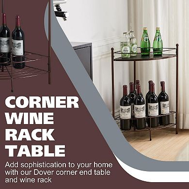 Kings Brand Furniture Dover Corner Wine Rack Table, Bronze