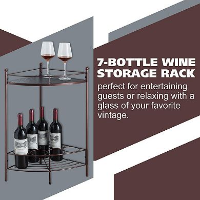Kings Brand Furniture Dover Corner Wine Rack Table, Bronze