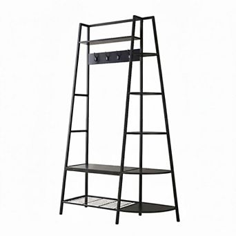 Kings Brand Furniture Rankin Entryway Hall Tree Coat Rack with Storage