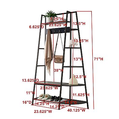 Kings Brand Furniture Rankin Entryway Hall Tree Coat Rack with Storage