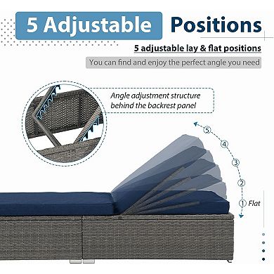 Outdoor Chaise Lounge Chair, All-Weather PE Wicker Patio Chairs Pool Lounge Chairs for Outside