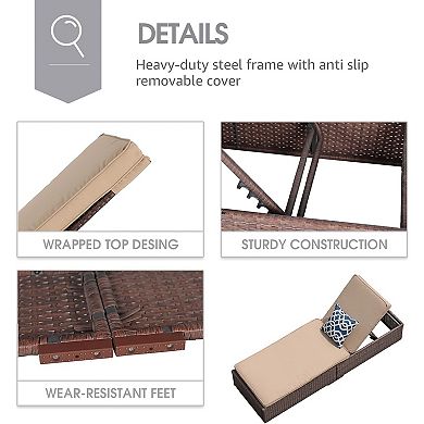 Outdoor Chaise Lounge Chair, All-Weather PE Wicker Patio Chairs Pool Lounge Chairs for Outside