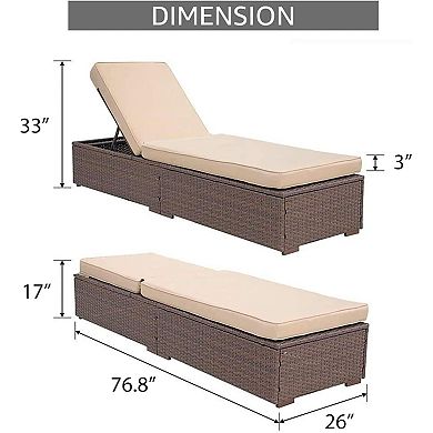 Outdoor Chaise Lounge Chair, All-Weather PE Wicker Patio Chairs Pool Lounge Chairs for Outside