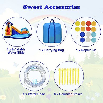 Inflatable Bouncy House With Slide And Splash Pool Without Blower