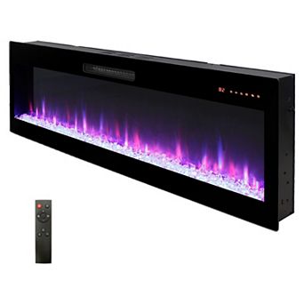 Recessed in-Wall and Wall-Mounted Electric Fireplace Heater with Remote Control