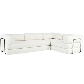 L-Shaped Modular Corduroy Fabric Sofa
