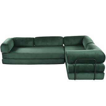 L-Shaped Modular Corduroy Fabric Sofa