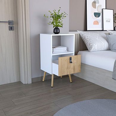 Huna Tall Nightstand White / Macadamia MDF