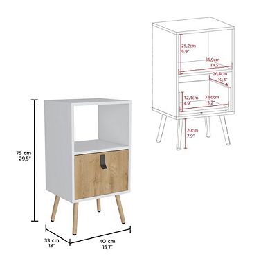 Huna Tall Nightstand White / Macadamia MDF