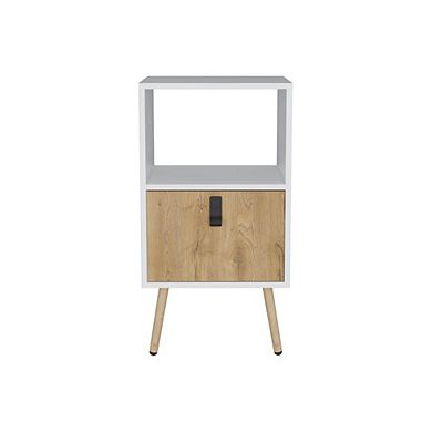 Huna Tall Nightstand White / Macadamia MDF
