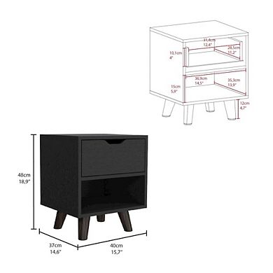 Crail Nightstand Black MDF