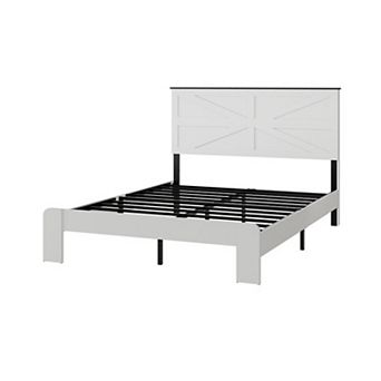 King Size Wood Platform Bed Frame with Headboard