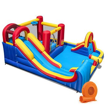 7 in 1 Outdoor Inflatable Bounce House With Water Slides And Splash Pools With 750w Blower